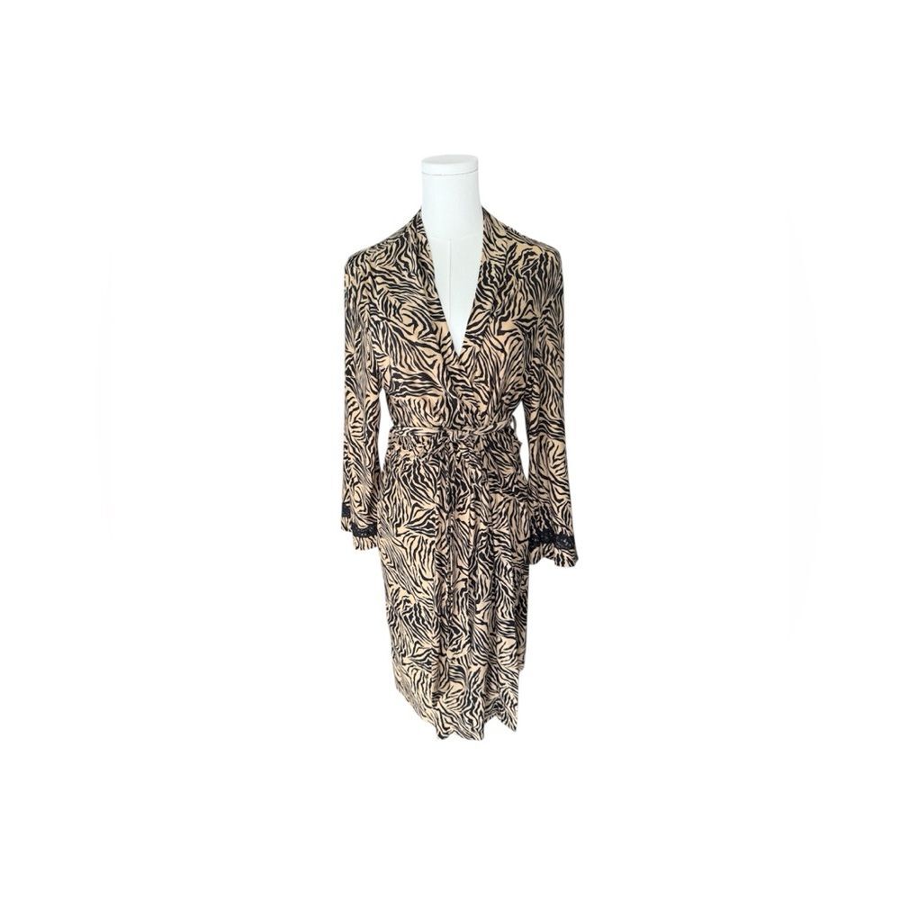 Studio Donatella Vintage Animal Print Zebra Intimates Sleepwear Robe S/M Y2k View 3